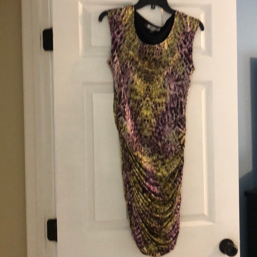 Purple and yellow dress with zipper up the side